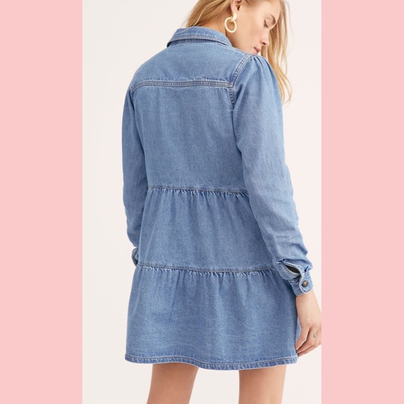5 ⭐️ Free People Nicole Denim Shirt Dress Tunic - Picture 2 of 6